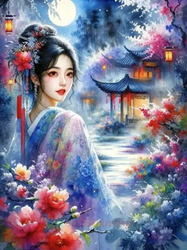 2024 Diamond Painting Set Chinese Ancient Style Beauty Diy Embroidery Mosaic Women's Portrait Cross Embroidery Home Decoration