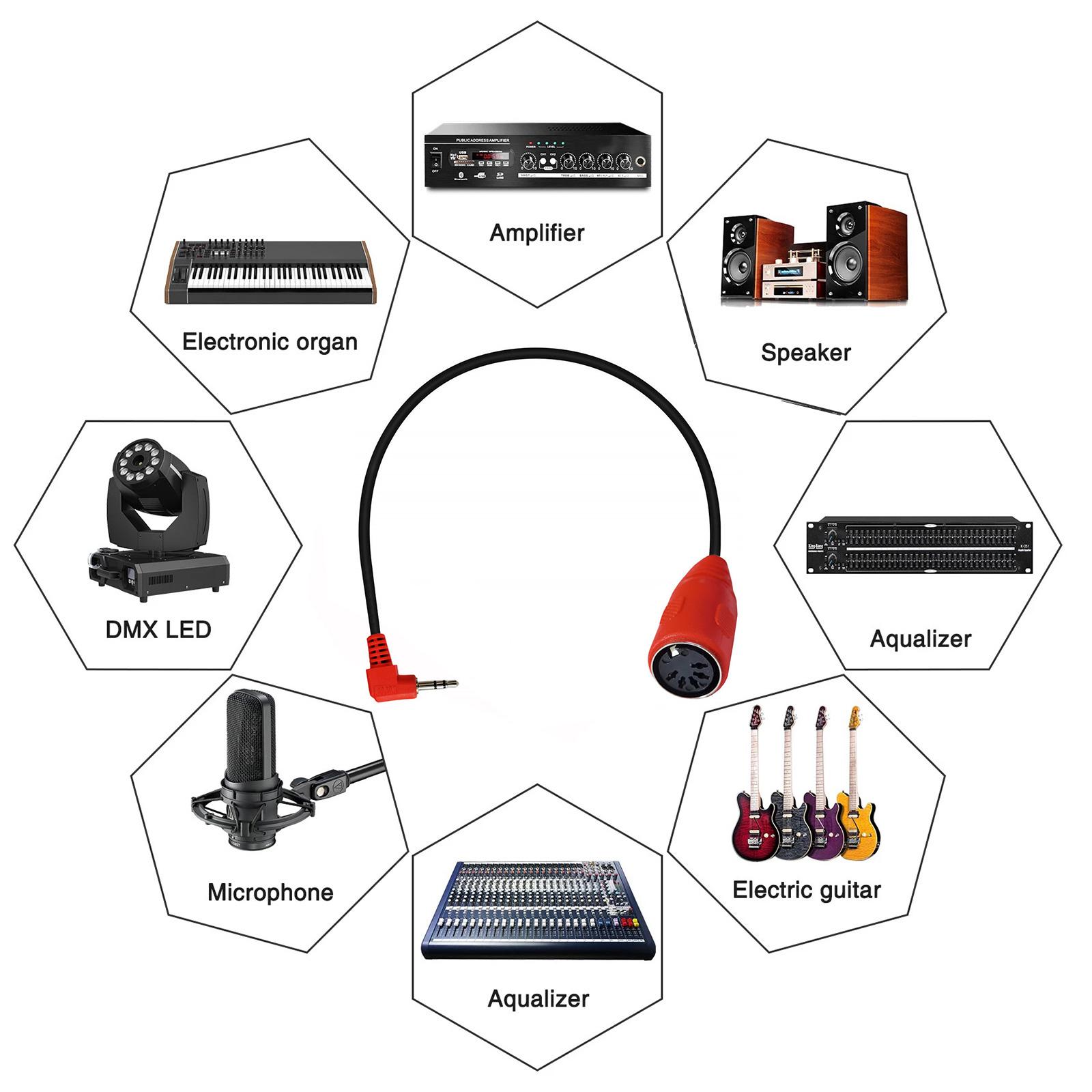 

90 Degree Elbow To TRS 3.5mm Male To DIN 5Pin Female Sound Plug To Sound Adapter Cable for Headphone Phone