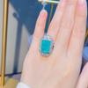 Open Ring Luxury Emerald Cotton Inclusions Imitation Full Diamond Paraba Gemstone Statement Ring