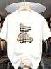 100% Polyester Fashionable Versatile Casual T-shirt, Khaki Creative Bear Print Short-sleeved Top, Breathable Style for S