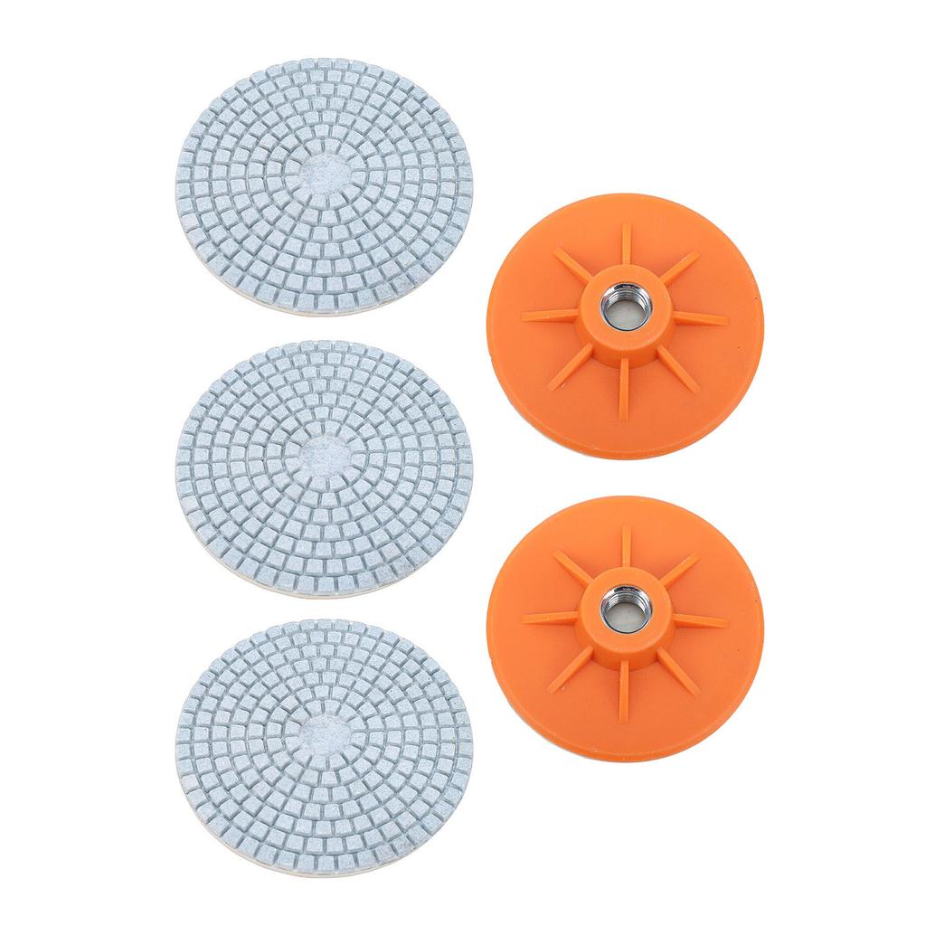 5 Pcs Diamond Polishing Pad 4 Inch 5 8in 11 Thread Wet Dry Polish Pad with 8mm Drill Bit Adapter for Granite Marble