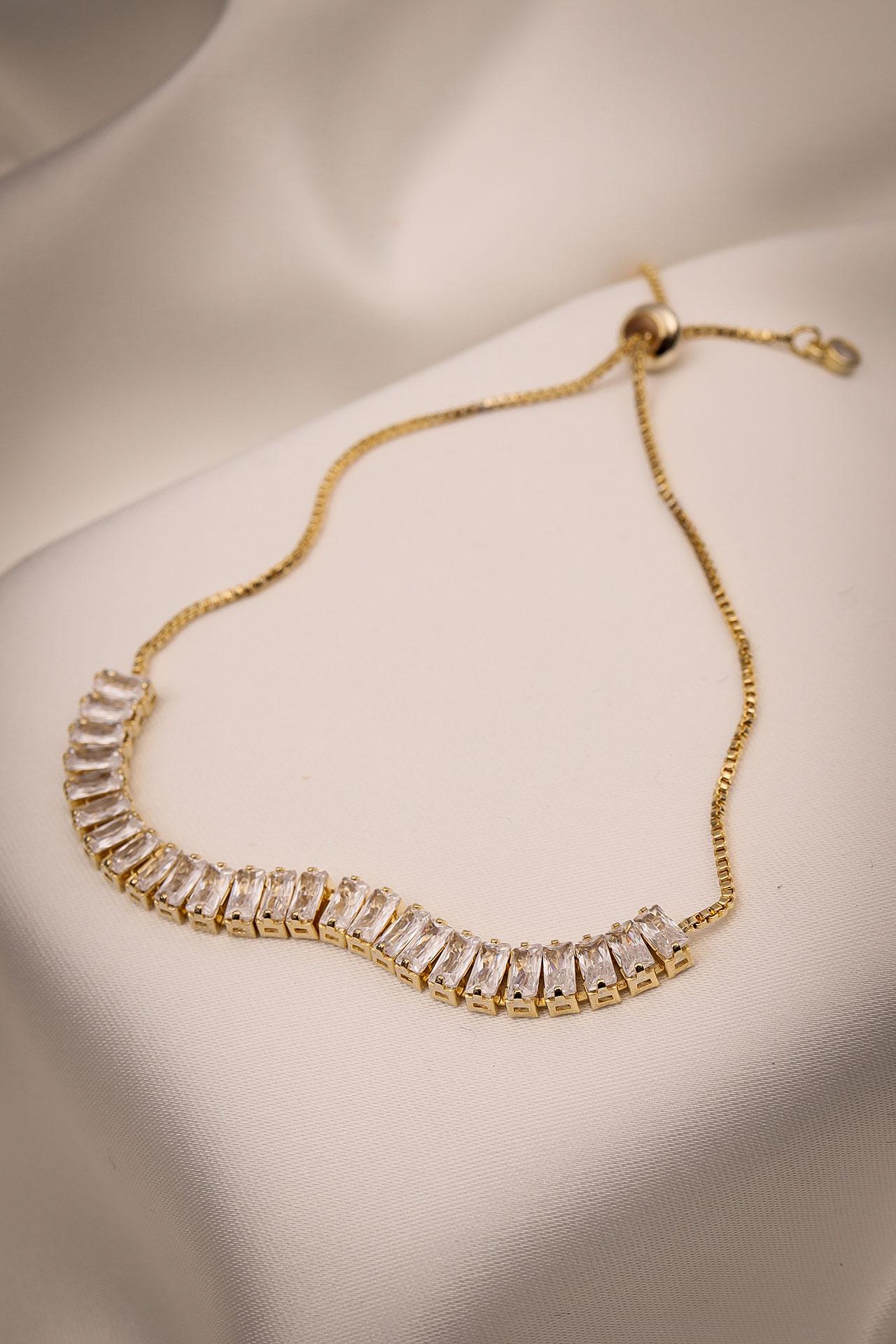 

Браслет золотого цвета с камнем Baguette Zircon Stone Elevator