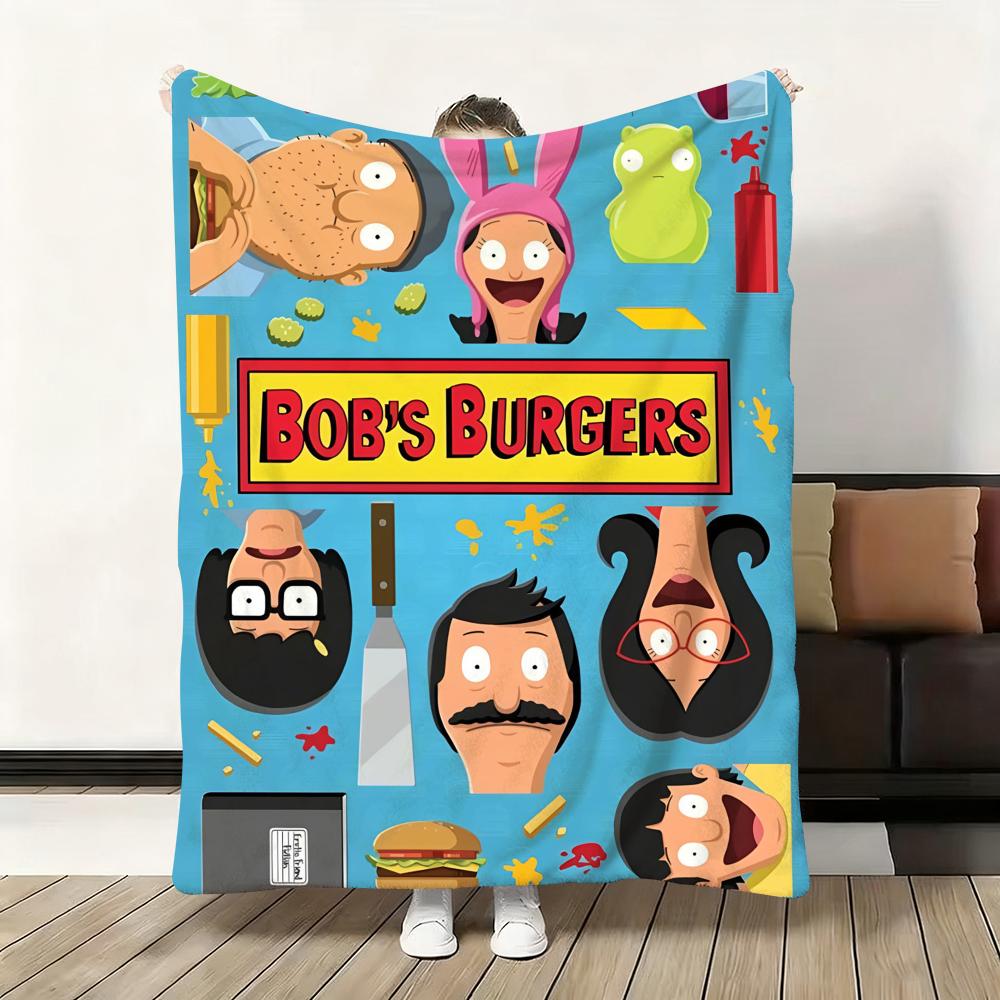 Cartoon B-Bobs B-Burgers Anime Throw Flannel Fluffy Soft Blanket Warm Skin-Friendly Throw For Sofa Bed Office Nap Winter