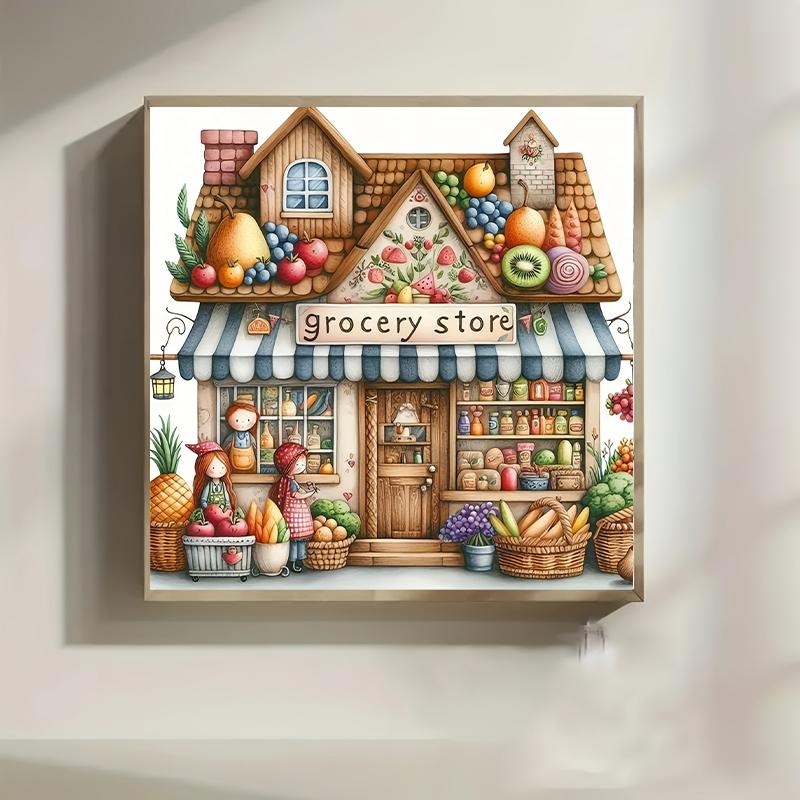 5D Artificial Diamond Landscape Decorative Home Painting Childlike Retro Decorative Painting DIY Diamond Art Embroidery Kit