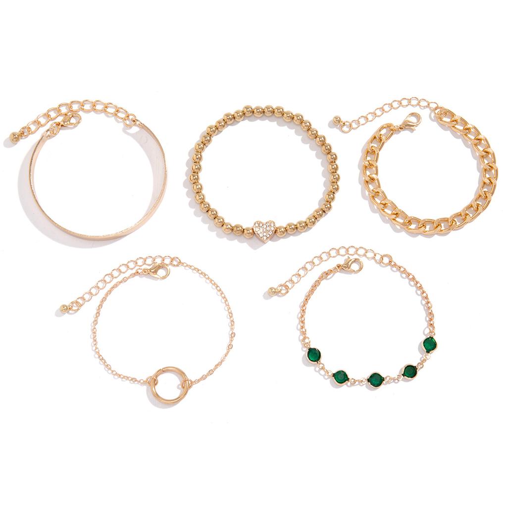Metal Wind Stacked And Matched Chain Versatile Bracelet, Hip Hop Geometric Love Fashion Bracelet
