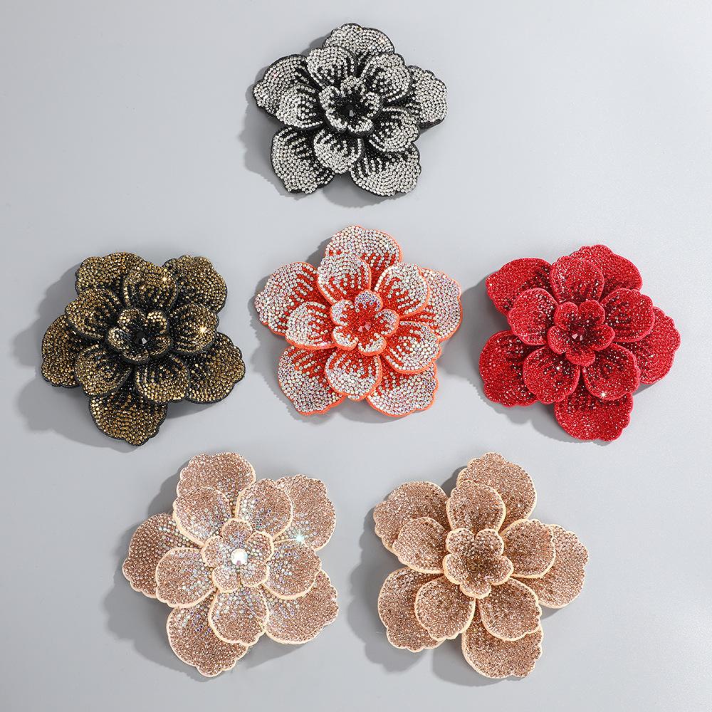 Factory Hot Sale Shoes Flower Three-layer Cloth Fabric Patch Flower Rhinestone Handmade DIY Clothing Bag Accessories