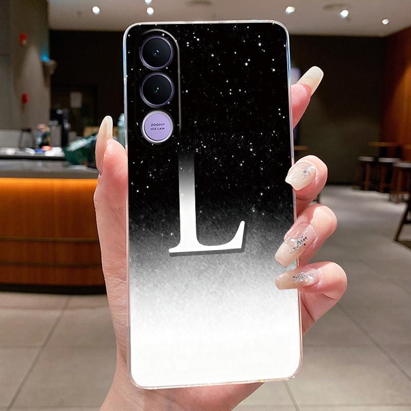 Anti-scratch Phone Case For Vivo V70 FE Jelly Clear TPU Soft Casing Lucky Letter Pink Shiny Starry Sky Pattern Couple Shell