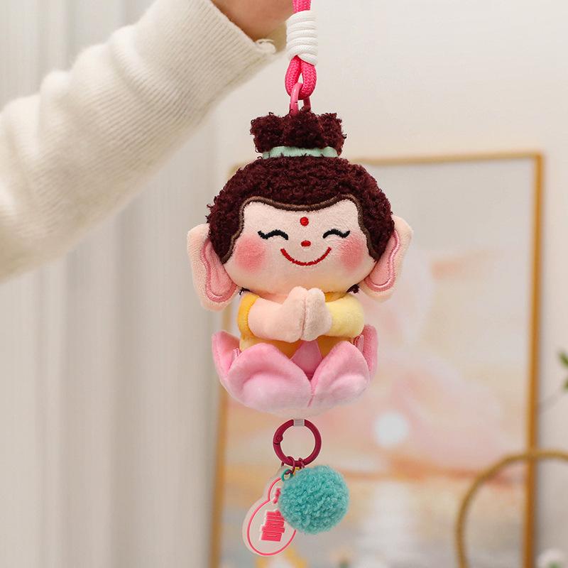 Cultural and Creative Series Lotus Little Buddha Doll Pendant Cartoon Cute Buddha Companion Good Luck Plush Toy Bag Hanging Decoration