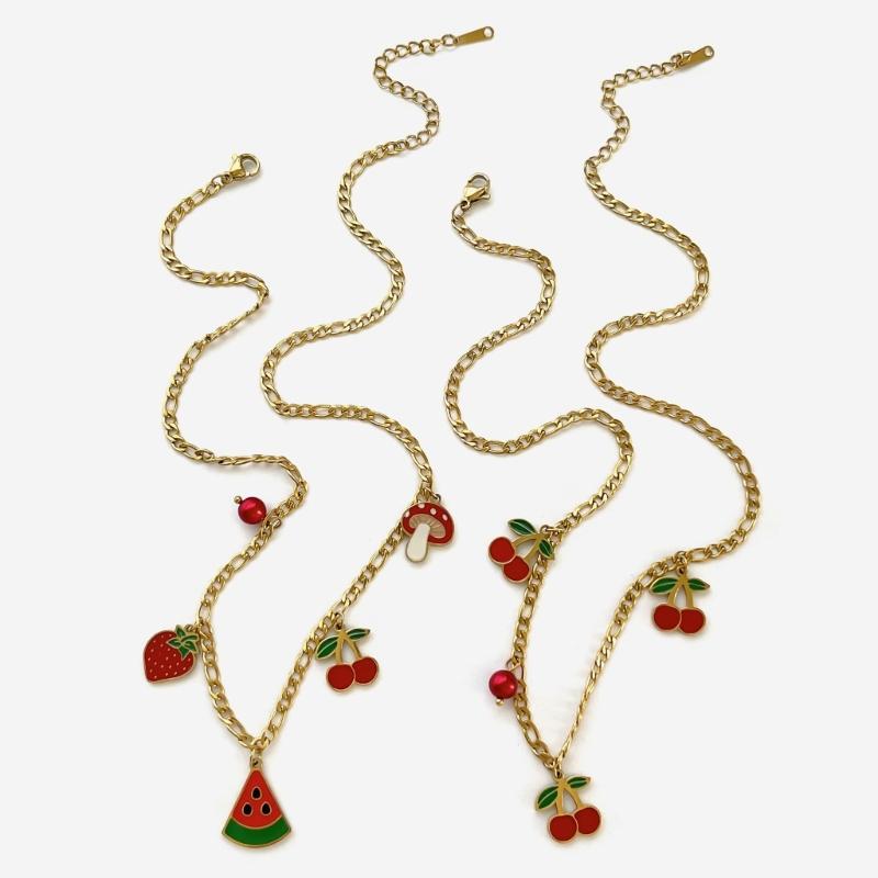 Stylish Versatile Fruit Inspired Charm Chain Customizable Length Comfortable For Everyday Outfits