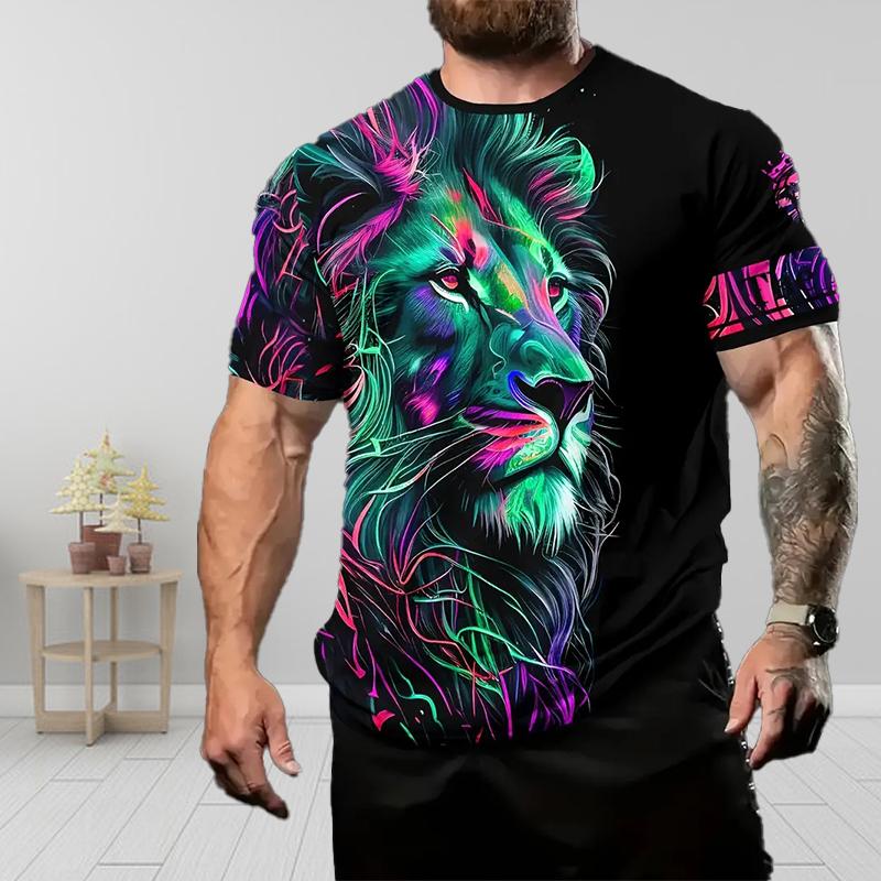 

Новая летняя мужская модная футболка с принтом льва, мужская футболка, топ 8XL зелёный