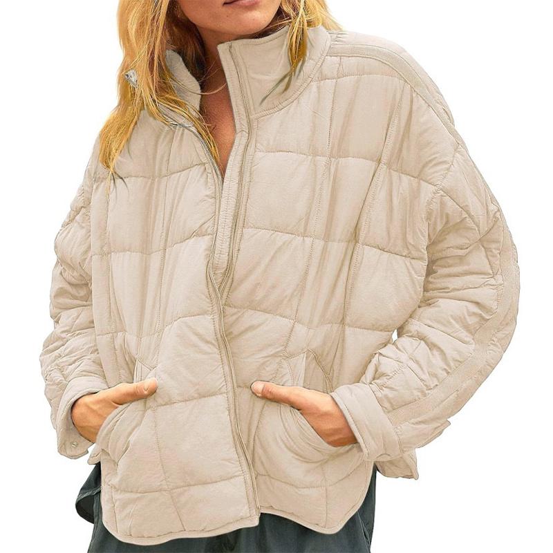 Women's Lightweight Down Coat Long Sleeve Full Zipper Oversized Packable Short Puffer Jackets
