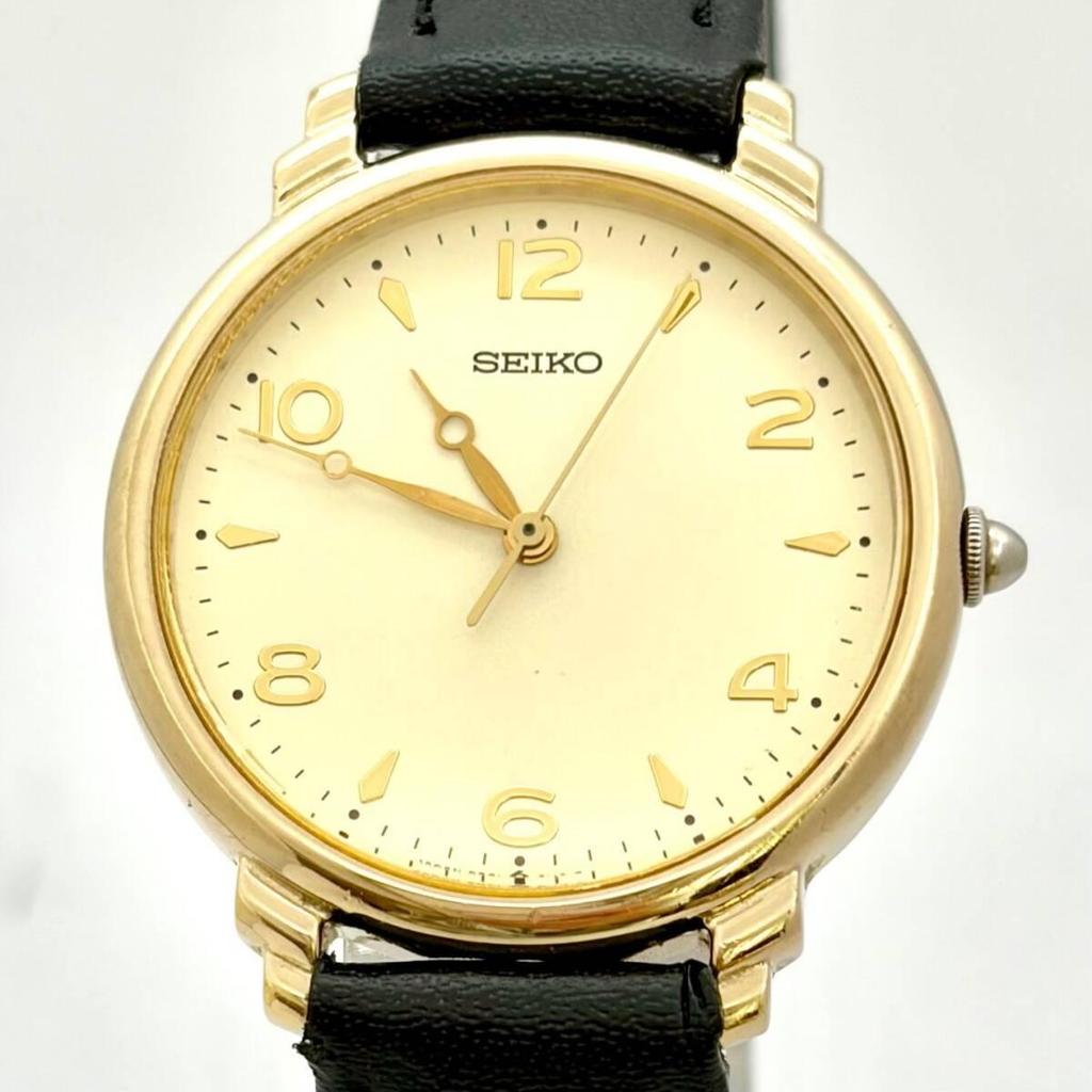 Used [New Battery] SEIKO NOUVEAU Men's Watch Gold 9021-608A 592457 New Belt