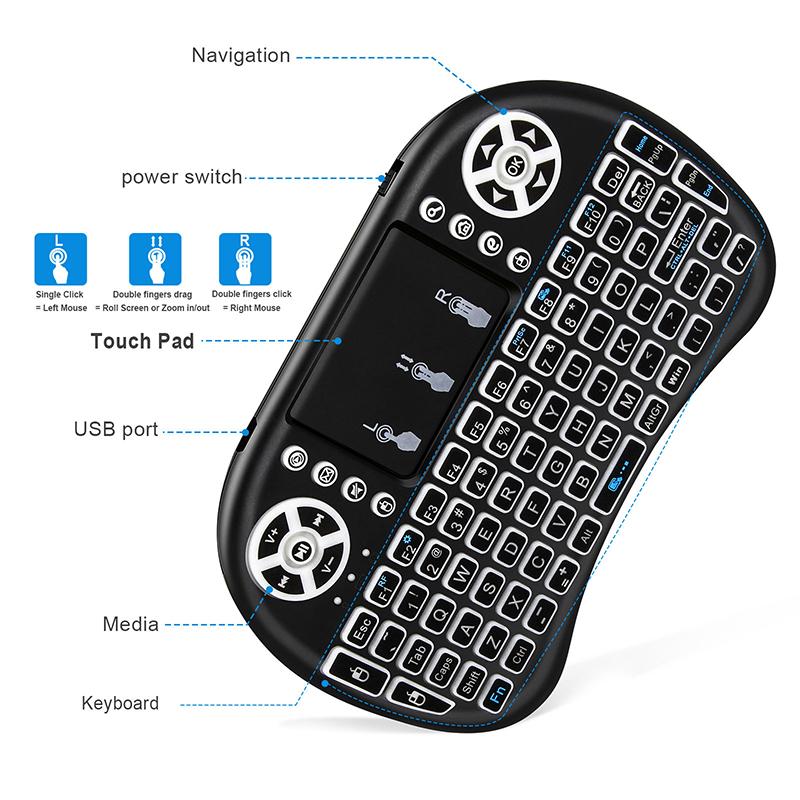 2.4G Air Mouse With Touchpad Keyboard I8 Arabic French Mini Wireless Keyboard For Pc