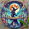 Vintage Tarot Witch Cat Metal Wall Art Halloween Decor Home Office Bar Garage