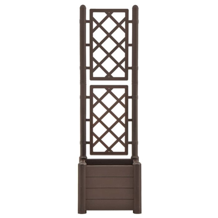 Planter with Trellis - vidaXL - 43x43x142 Cm - PP Moka