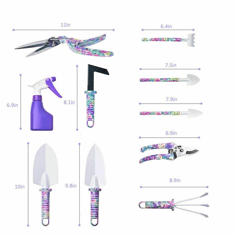 10PCS Garden Tools Kit Gardening Tools Set Pruner Rake Shovel Grass Garden Hand Tool Set With Storage Case