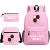3 Piece School Backpack Set for Students Large Capacity Oxford Cloth Schoolbag with Shoulder Strap and Pencil Case