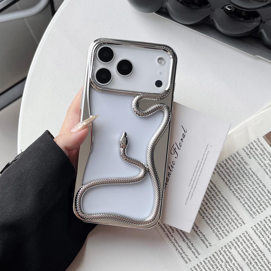 Hollow Out Breathable Glossy Plating Soft TPU Phone Case for iPhone Air 17 16 15 14 13 12 11 Pro Max Cool 3D Snake Cover Shell