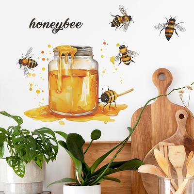 Fun-f155 Vasetto di Vetro Miele d'Api Cucina Sala da Pranzo Decorazione Casa Adesivo Murale Autoadesivo