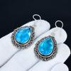 Blue Topaz Gemstone Earrings, 925 Sterling Silver Earrings, Silver Earrings For Gift, Blue Topaz Dangle Drop Earrings For Anniversary Gifts