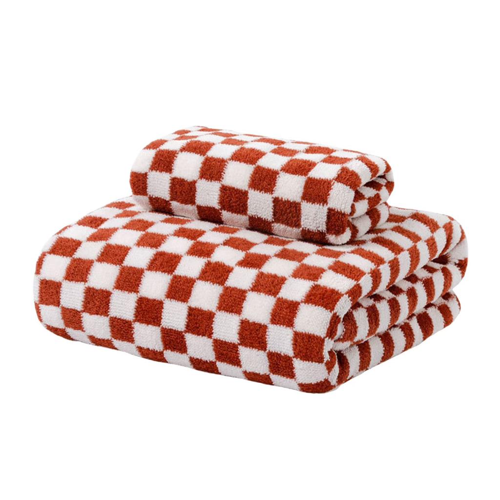 Bath Towels Checkered Bath Towels, Ultra Soft Velvet Towels Highly Absorbent Wash Cloths Quick Drying Towels For Bathroom, Gym