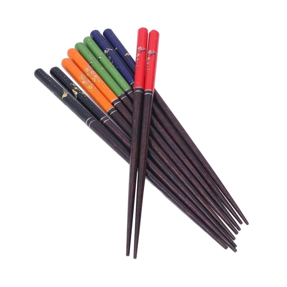 5Pair Colorful Finish Dining Chopsticks Smooth Meal Eating Sticks Food Chopsticks  Restaurant