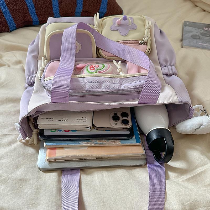 Torba studencka na ramię w kontrastowym kolorze, duża pojemność, torba listonoszka