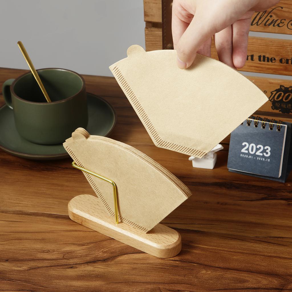 Wooden Coffee Filter Holder Metal Coffee Filter Storage Container Coffee Filter Dispenser for V Shape Filte Coffee Accessories