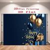 2D Blue Gold Balloon Birthday Photo Backdrop Men Party Decor Cloth