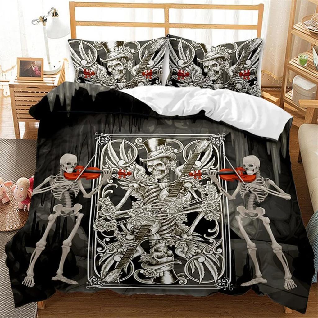 Comforter Gothic Skull Dark Skull Horror Theme King Size Suitable For Teenagers Women Men Bedroom Decoration Warm Breathable
