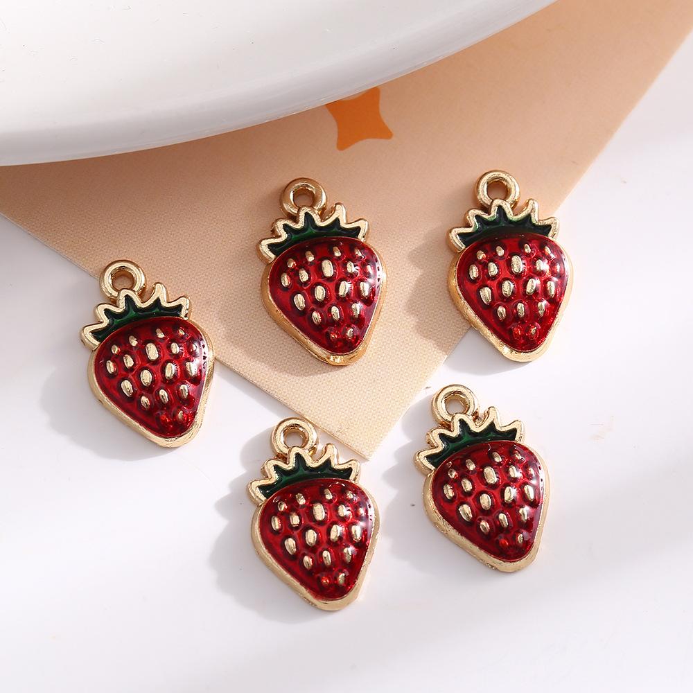 Mini Fruit Alloy Pendant Colored Drip Jewelry Accessories Diy Key Pendant Creative Cute Bracelet Necklace