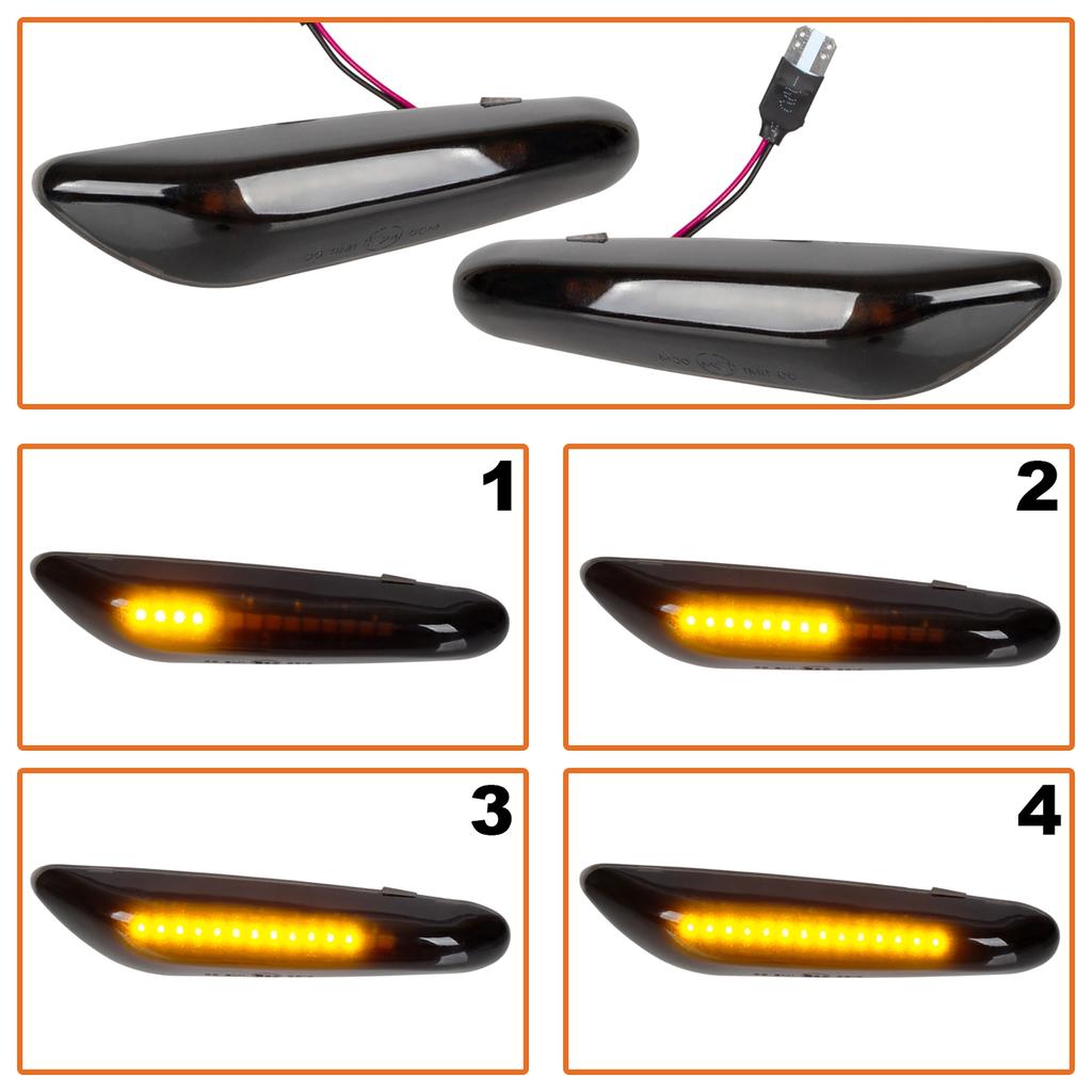 BMW Serie 1 E81 E82 E87 E88 Indicatore di Direzione Laterale LED Dinamico Fumé, Set da 2