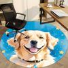 1pc Golden Retriever Office Round Rug, Non-slip, Soft and Durable Office Rug for Interior Decoration, Perfect for Office, Beautiful Decoration Yy26031