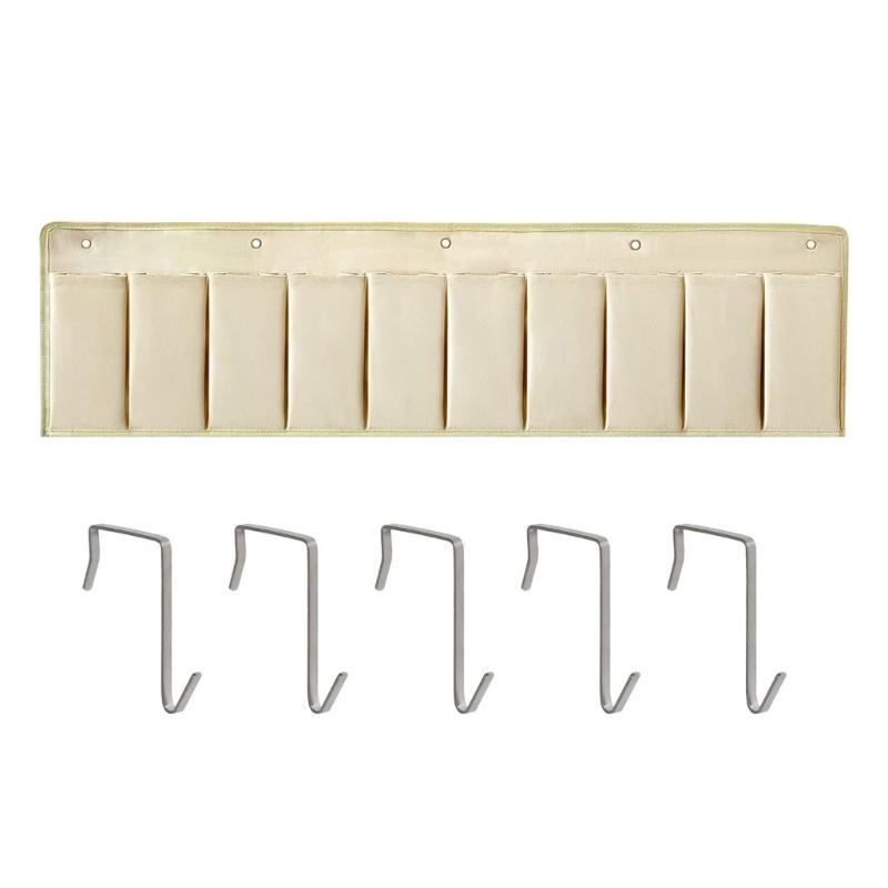 Универсальное решение для хранения у кровати Водонепроницаемый контейнер-органайзер на прикроватную тумбочку 10 карманов Сумка-органайзер бежевый