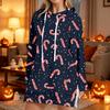 Women's Christmas Print Long Sleeve Hooded Sweatshirt with Festive Holiday Design