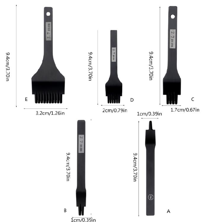 Leder Ahle Stanzwerkzeug 2,7 mm Lederhandwerk Schnürwerkzeug 1/2/4/6 Zinken Lederhandwerk Meißel Lochstanzen