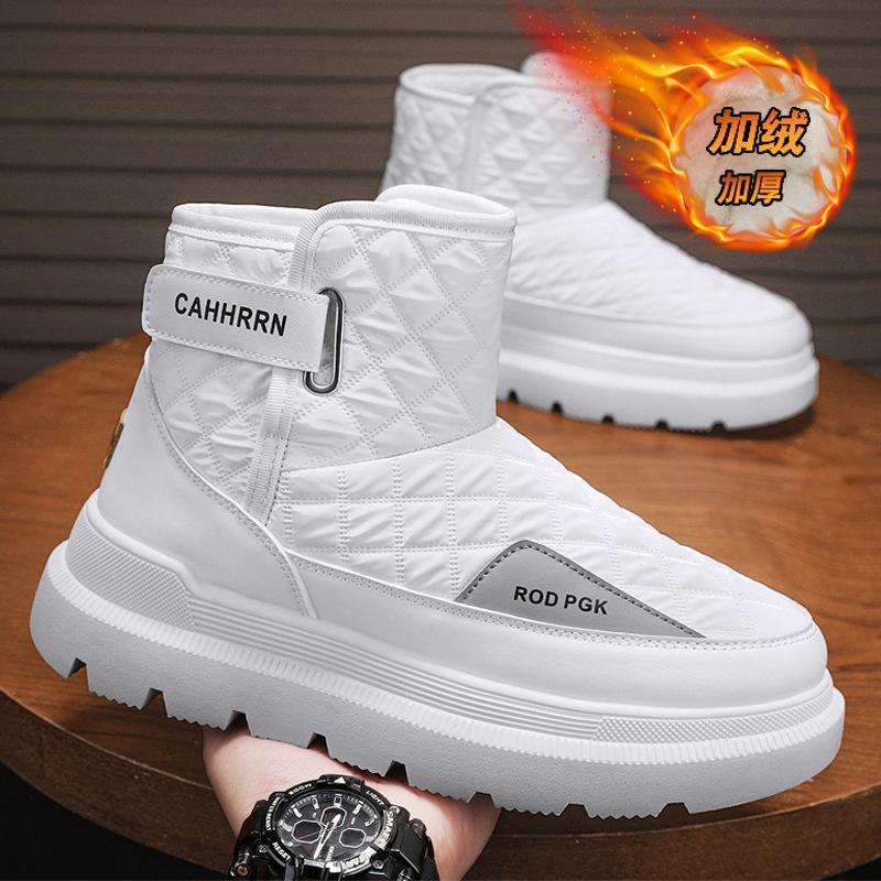 Schneestiefel Herren Neu Winter Samt Warm Baumwollschuhe mit integriertem Fell Outdoor Wasserdicht und Kältebeständig Brot Schuhe