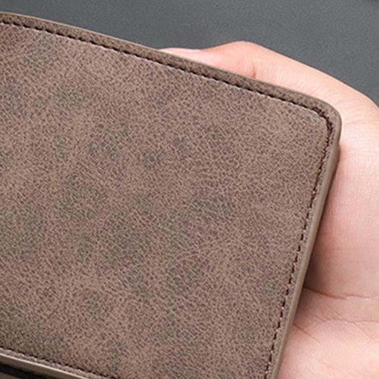 Herren Schlanke Brieftasche Kurze Faltbrieftasche mit Ausweisfenster Minimalistischer Kartenhalter Geldbörse Geschenk für Ehemann Vater