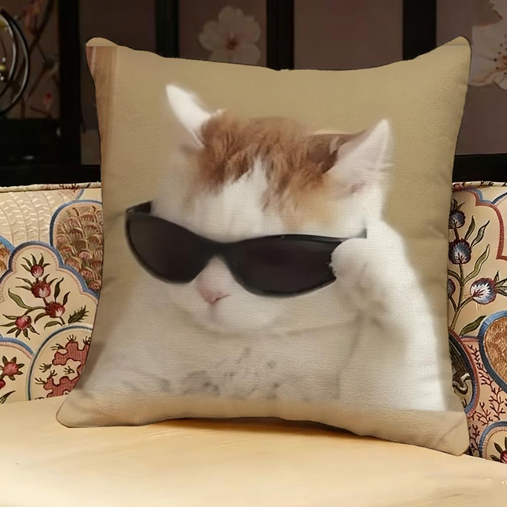 Cat Funny MEME Pillow Case Pillowcase Doublesided Printed Sofa Cushion Bedroom Headboard Pillow