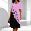 Women's Print Short Sleeve Round Neck Midi Dress Loose Casual A Line Daily Wear Dress