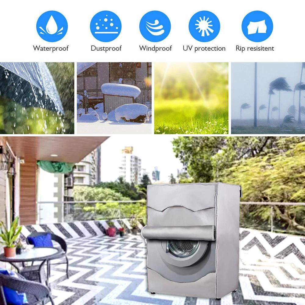 Drum Washing Machine Cover Waterproof Full Shading Sunscreen Roller Dust Proof Cover for Front Load Wash Dryer Protector