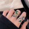 Niche Design Sweet High-End Moon Opening Ring Green Cool Irregular Butterfly Rose Ring