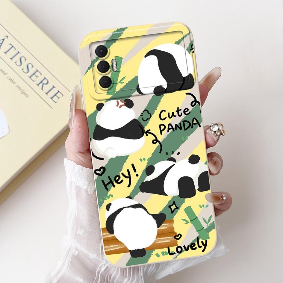 6.6" For Tecno Spark 8P 2021 Case Lovely Panda Cartoon Camera Protection Soft Matte Cover For Tecno Spark8P 8 P KG7H KG7n Bumper