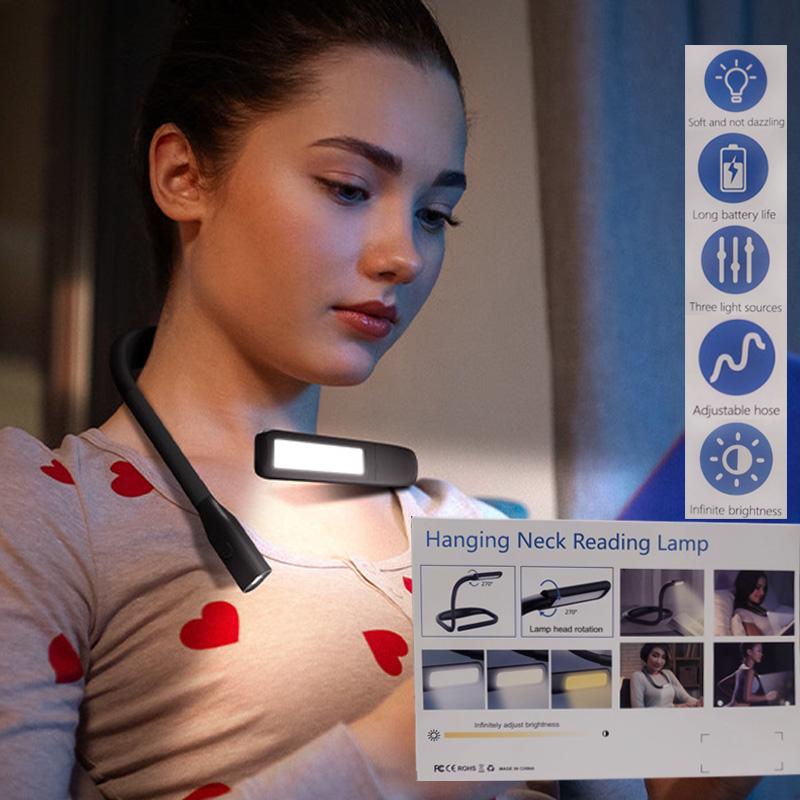 USB Rechargeable LED Book Lamp with Flexible Neck Small Sizes Night Reading Light