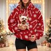 Women's Christmas Print Pet Pocket Hoodie, Fashion Hooded Sweatshirt for Holiday