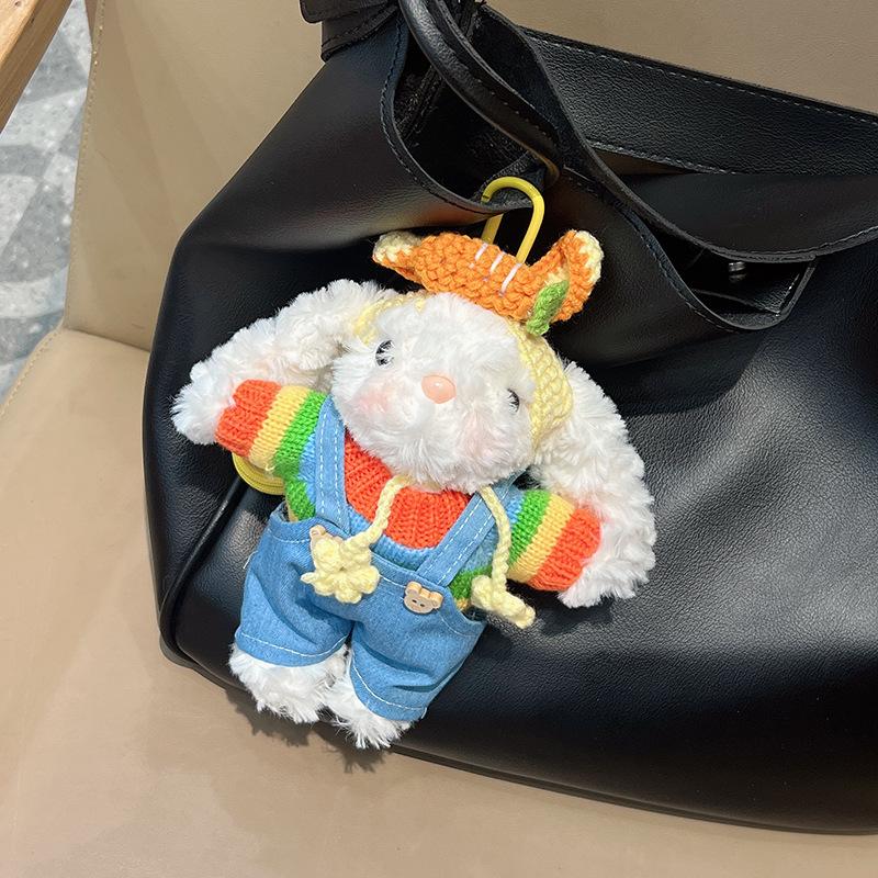 Girlish Heart Lop-Eared Rabbit Plush Pendant: Cute Cartoon Top Hat Keychain & Bag Charm