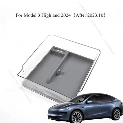 For Tesla Model 3 Highland Center Console Eyeglasses Storage Case Armrest Organizer Transparent Case Car Interior Accessories