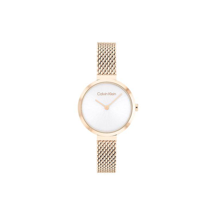 

Calvin Klein Timeless Series Watch Quartz Movement Stainless Steel Strap 28Mm White Dial Simple Milan Strap Women watches Silver 25200083 Regular Watch Box,Rose Gold Strap