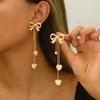 1 Pair Earrings with Bowknot & Heart Charms,Versatile for Daily & Party Wear, Ramadan Gift, All-Season Accessory