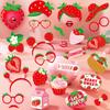 Red Photo Booth Props Paper Dress Up Costume Mask Summer Fruit Photo Props  Birthday Wedding Decor